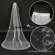 Factory Custom Made 3M Long beaded Bridal Veil For Wedding Dress